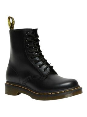 NWOB Dr. Martens 1460 Smooth Leather Lace Up Boots Black with Yellow Accents